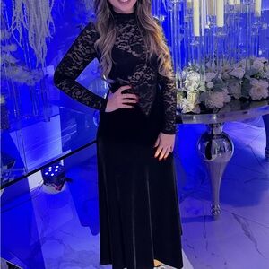 CeCe Black Lace Long Sleeve Dress